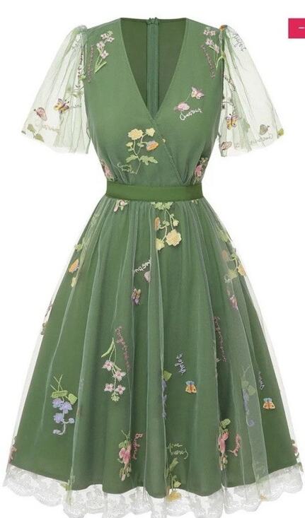 Unbranded Dresses & Skirts - Green Tulle Embroider Floral Lined Fairy Garden Wedding/Prom Dress Plus NWT XXL